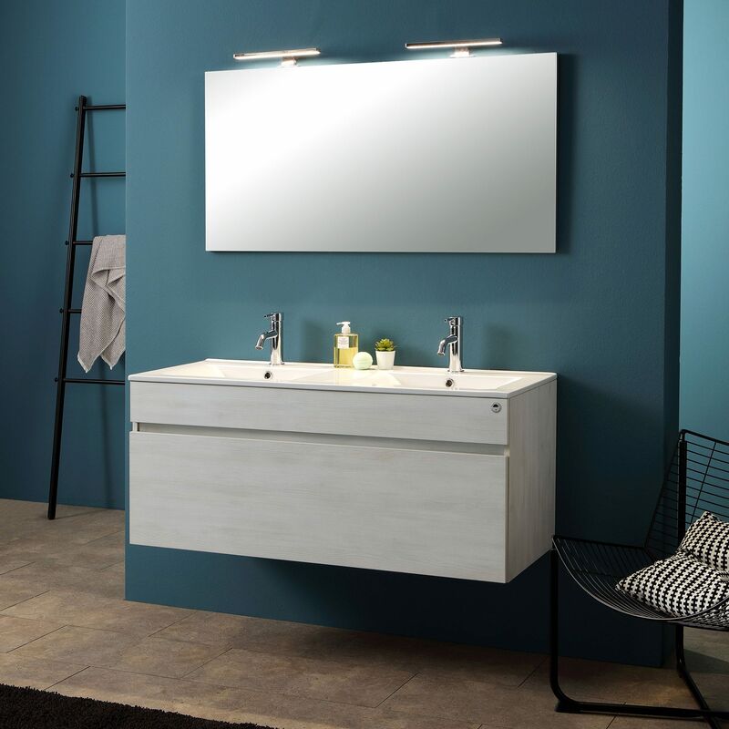 Misure Mobili Bagno Doppio Lavabo Moderni.Mobile Da Bagno Moderno Grigio Da 120 Cm Con Doppio Lavabo Sole 02010911800010