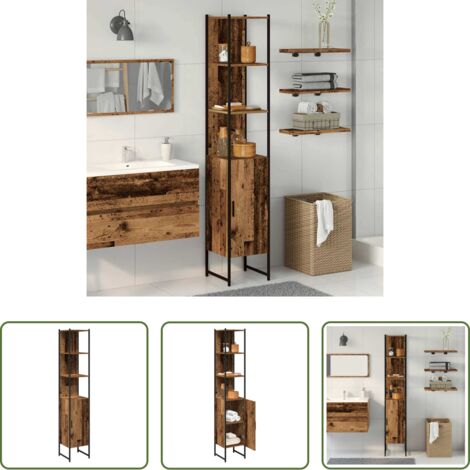 Mobile da bagno moderno -  Mobile da Bagno con porta Legno vecchio 33 x 33 x 185,5 cm