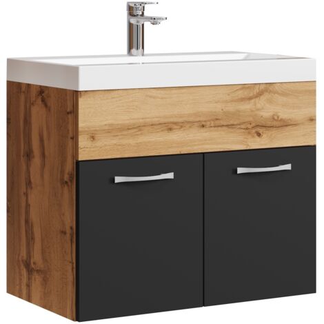 Mobile da bagno Montreal 01 60cm Rovere con Nero Opaco mobiletto lavabo