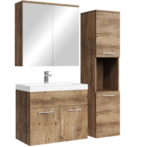Mobile da bagno Montreal 60cm Rovere Marrone - armadio armadietto a specchio