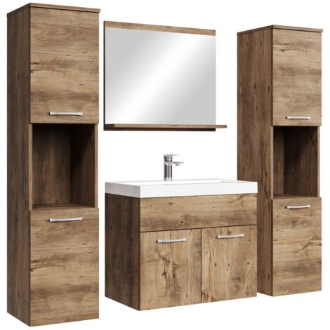 Set Mobili Bagno Montreal XL PIASKI - Lavabo Incluso - Colore Wotan - Foto 2