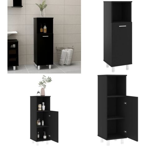 Mobile da Bagno Nero 30x30x95 cm in Legno Multistrato - Armadio da bagno - Armadio in legno