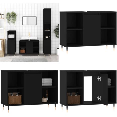 Mobile da Bagno Nero 80x33x60 cm in Legno Multistrato - Mobile in legno - Mobile da bagno nero
