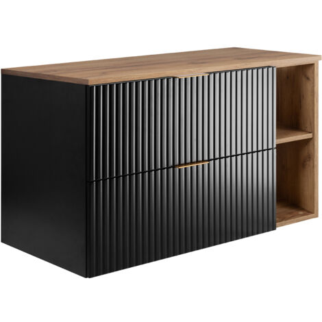 Mobile da bagno, Nero + maniglia argenta, 40 x 57 x 46 cm