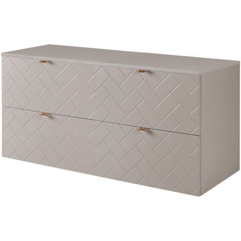 Mobile da bagno, Nero Opaco, 140 x 57 x 46 cm, Maniglie Dorate