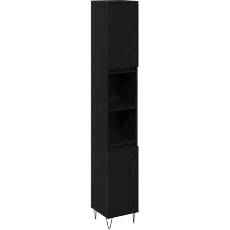 Mobile da Bagno  Nero Rovere 30x30x190 cm Legno ingegnerizzato vidaXL