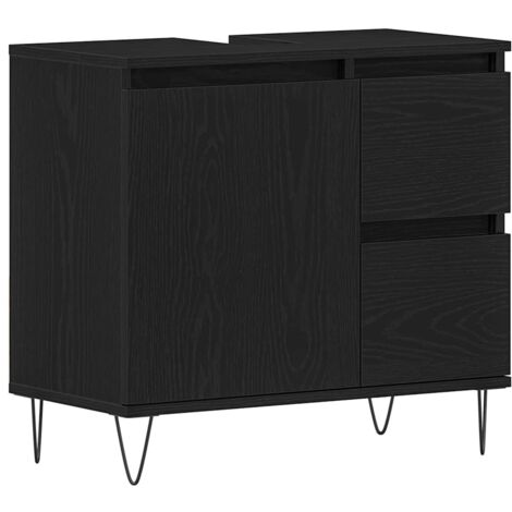 Mobile da bagno  Nero Rovere 65x33x60 cm Legno ingegnerizzato vidaXL