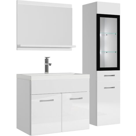 Mobile bagno multiuso 61x78,7x35 cm laccato lucido bianco