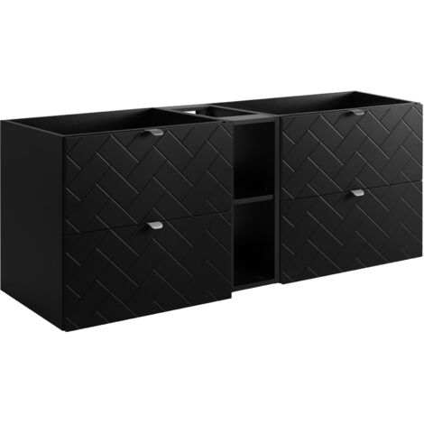 Mobile da bagno, Rovere Artigianale Dorato, 140 x 57 x 46 cm, Maniglie Nere