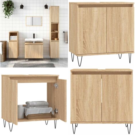 Mobile da Bagno Rovere Sonoma 58x33x60 cm in Legno Multistrato - Mobile da bagno Rovere Sonoma - Mobile da bagno in legno multistrato