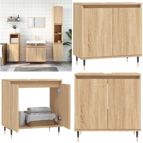 Mobile da Bagno Rovere Sonoma 58x33x60 cm in Legno Multistrato - Mobile da bagno Rovere Sonoma - Mobile da bagno in legno multistrato
