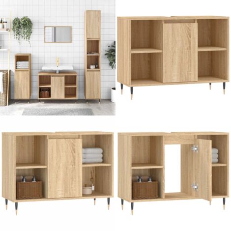 Mobile da Bagno Rovere Sonoma 80x33x60 cm in Legno Multistrato - Mobile in legno - Mobile da bagno Rovere Sonoma