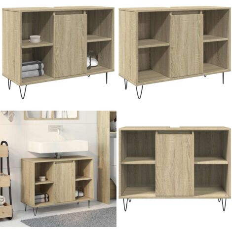 Mobile da Bagno Rovere Sonoma 80x33x60 cm in Legno Multistrato - Mobile in legno - Mobile da bagno Rovere Sonoma