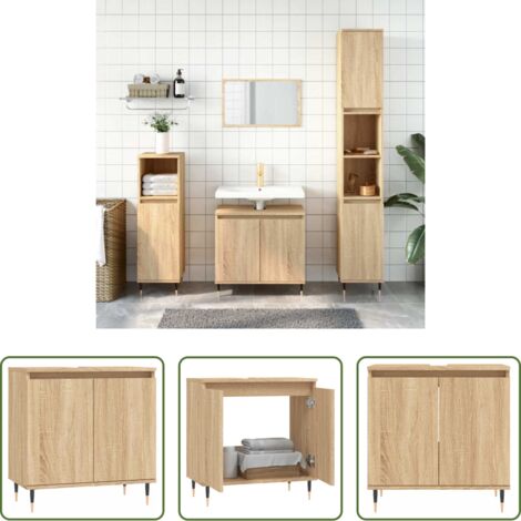 Mobile da bagno Rovere Sonoma -  Mobile da Bagno Rovere Sonoma 58x33x60 cm in Legno Multistrato