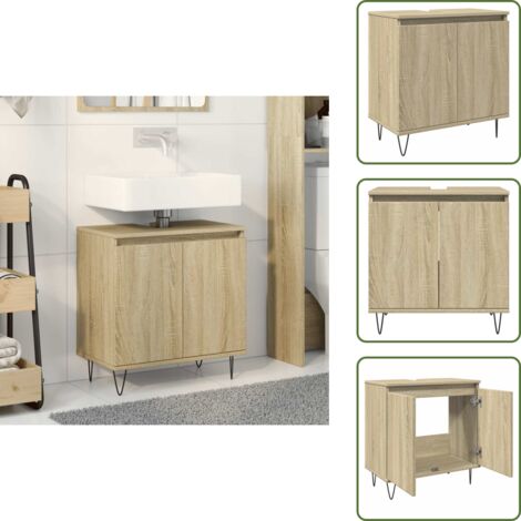 Mobile da bagno Rovere Sonoma - vidaXL Mobile da Bagno Rovere Sonoma 58x33x60 cm in Legno Multistrato - Mobile da bagno con scomparto