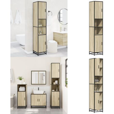 Mobile da Bagno Sonoma 35x37,5x188,5 cm in Truciolato e Metallo - Mobile in legno - Mobile in metallo
