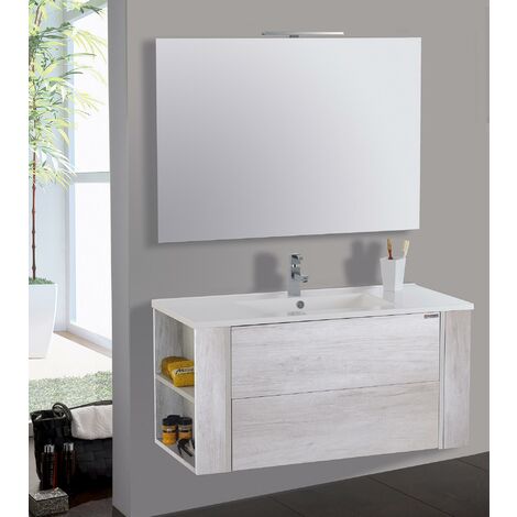 Mobile da Bagno Sospeso 100cm Mazzoni Gold Bianco Frassinato