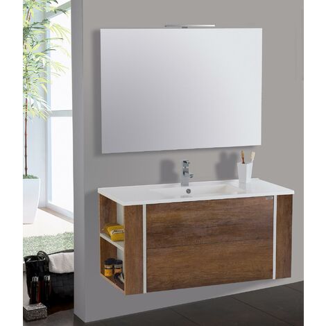 Mobile da Bagno Sospeso 100cm Mazzoni Gold Noce Scuro Frassinato