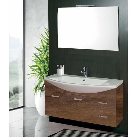 Mobile Da Bagno Sospeso 108cm Mazzoni Manhattan Noce Scuro Frassinato