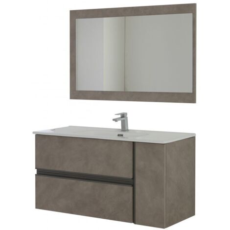 Mobile da bagno sospeso 110cm cenere con 2 cassetti Oxid Feridras