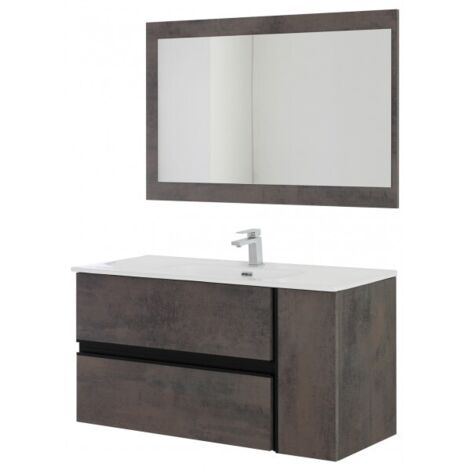 Mobile da bagno sospeso 110cm grigio ossido con 2 cassetti Oxid Feridras