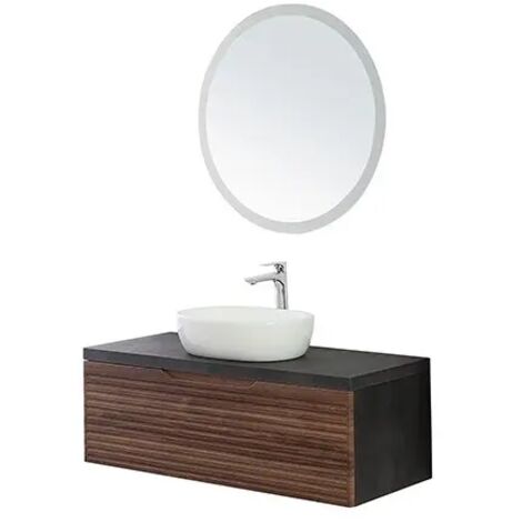 Mobile da bagno sospeso 110cm noce con 2 cassetti Ravello Feridras