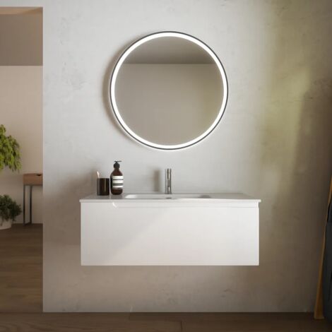 Mobile da Bagno Sospeso 120 cm un Cassetto Bianco Opaco con Lavabo Incluso Mod. Ardenne