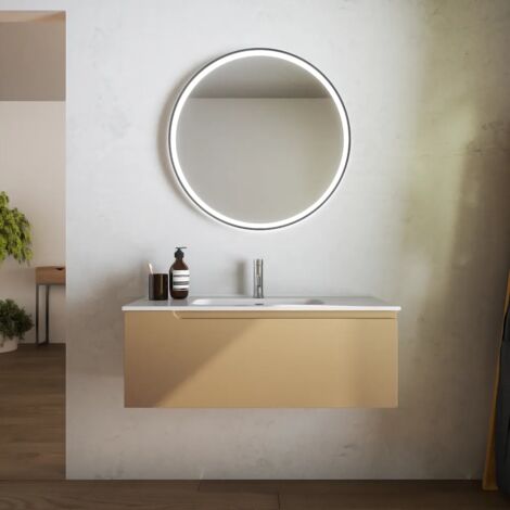 Mobile da Bagno Sospeso 120 cm un Cassetto Sabbia Opaco con Lavabo Incluso Mod. Ardenne