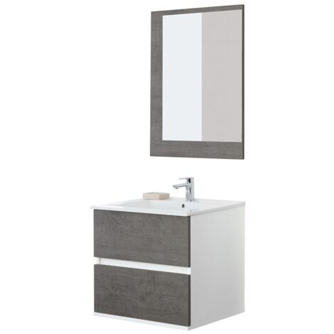Mobile da bagno sospeso 60cm cemento con 2 cassetti Fabula Feridras
