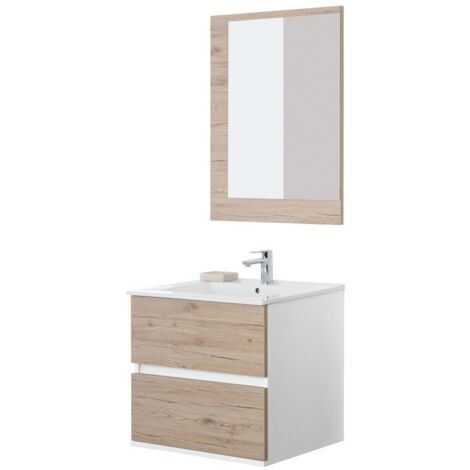 Mobile da bagno sospeso 60cm rovere con 2 cassetti Fabula Feridras