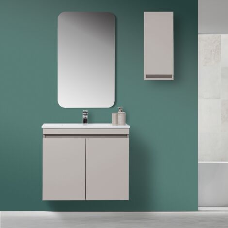 Mobile da bagno sospeso 80cm tortora con 2 ante Pastello Feridras