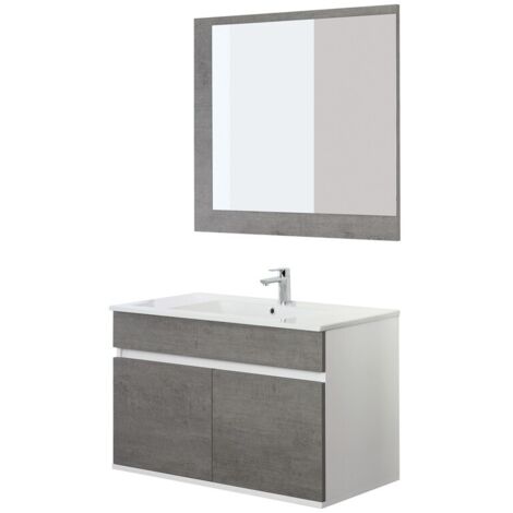 Mobile da bagno sospeso 90cm cemento con 2 ante Fabula Feridras