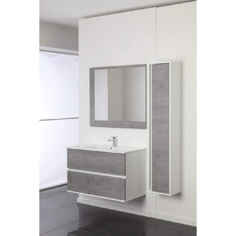Mobile da bagno sospeso 90cm cemento con 2 cassetti Fabula Feridras
