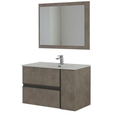 Mobile da bagno sospeso 90cm cenere con 2 cassetti Oxid Feridras