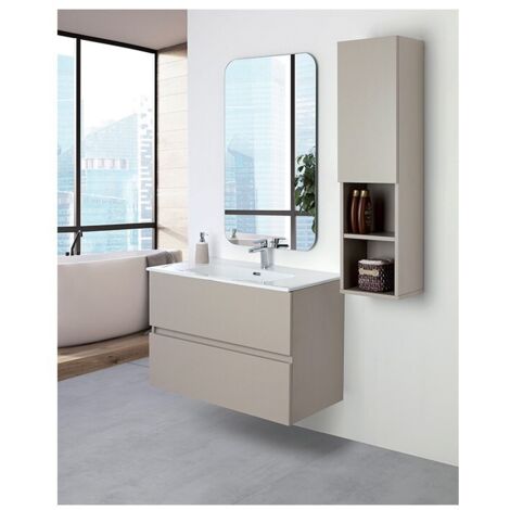 Mobile da bagno sospeso 90cm tortora con 2 cassetti Pastello Feridras