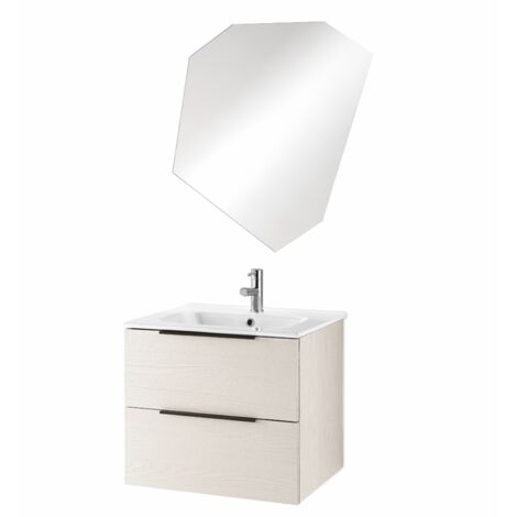 Mobile da bagno sospeso BALI 60 cm con specchio LED Bianco Nordico