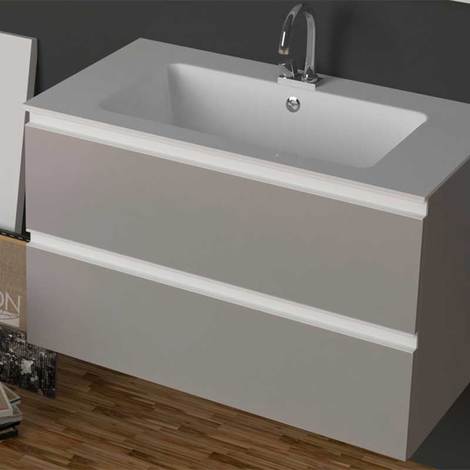 Mobile Con Lavandino Da Bagno.Mobile Da Bagno Sospeso Con Lavabo In Ocritech Da 106 Cm Xilon Dedalo 003ot106 3