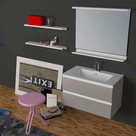 Mobile Bagno Con Lavabo In Corian.Mobile Da Bagno Sospeso Con Lavabo In Ocritech Da 87 Cm Xilon Dedalo 003ot88 3