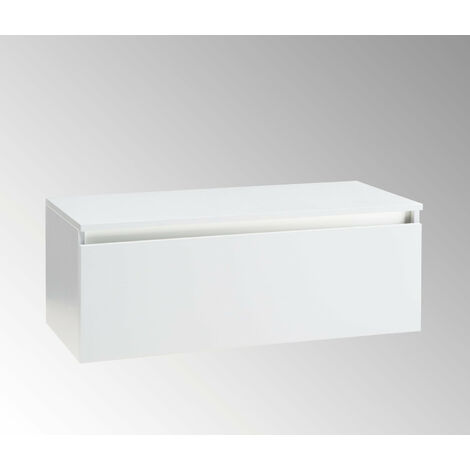 Mobile da Bagno Sospeso e Cassetto Soft Closing per Lavabo in Appoggio in Melaminico 100x45x37cm TFT Ibiza Bianco