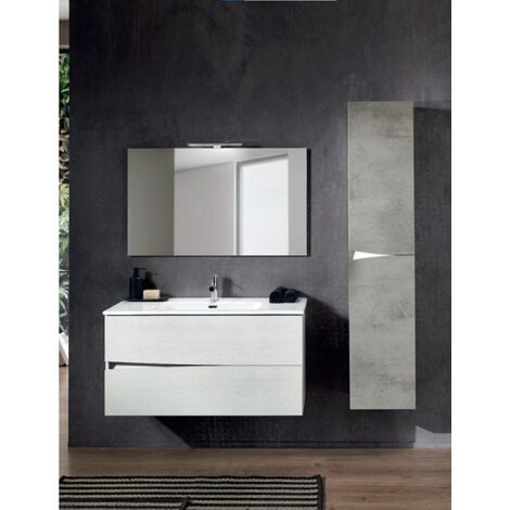 Mobile Bagno Lux 2 Bianco lucido e Olmo caffé - dilovers