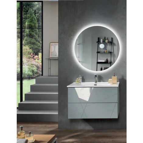 Mobile da bagno sospeso moderno base 80 CRIZIA con lavabo GRIGIO OPACO