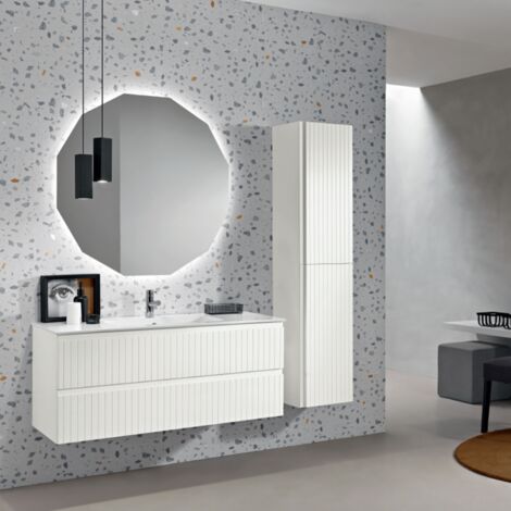 Mobile da bagno sospeso moderno con base 120 ARTICO con 2 cassetti e lavabo BIANCO OPACO