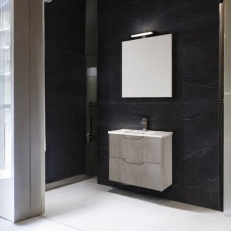 Mobile da bagno sospeso moderno con lavabo 62 cm a 2 cassetti  cemento chiaro