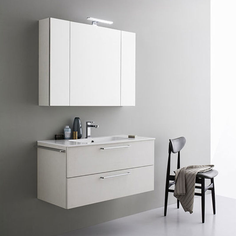 Mobile da bagno sospeso moderno da cm 100x45 con specchio ...