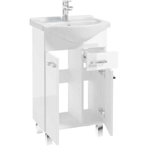 Mobile da bagno su gambe con lavabo, bianco, 50 Mea