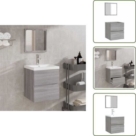 Mobile da bagno - vidaXL Mobile da Bagno con Specchio Grigio Sonoma in Legno Multistrato - Armadio con specchio