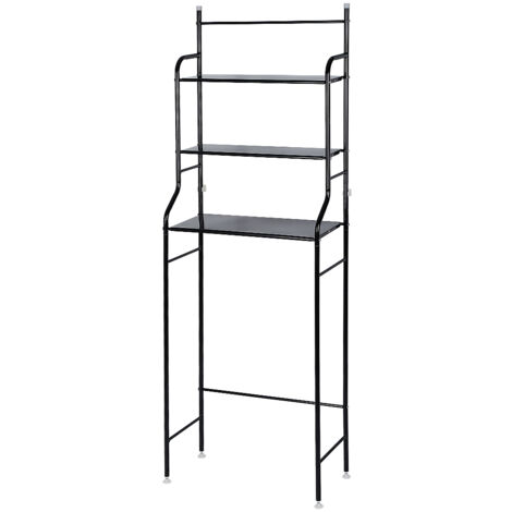 Mobile da bagno,colonna WC,scaffale da bagno a 3 file - Nero