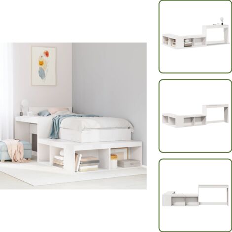 Mobile da camera da letto - vidaXL Comodino con Scrivania Bianco 232x112x75 cm in Legno di Pino - Comodino a L