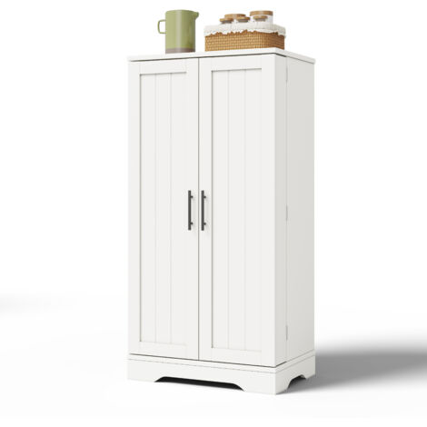 Mobile da cucina 120x60x40 cm, Luce LED Sensore, 2 Ante, Ripiani Regolabili, MDF Bianco, per Soggiorno e Sala da Pranzo
