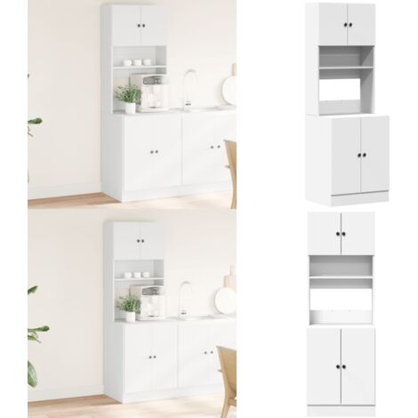 Mobile da Cucina Bianco 60x50x180 cm Legno Multistrato - Armadio da cucina - Mobile da cucina